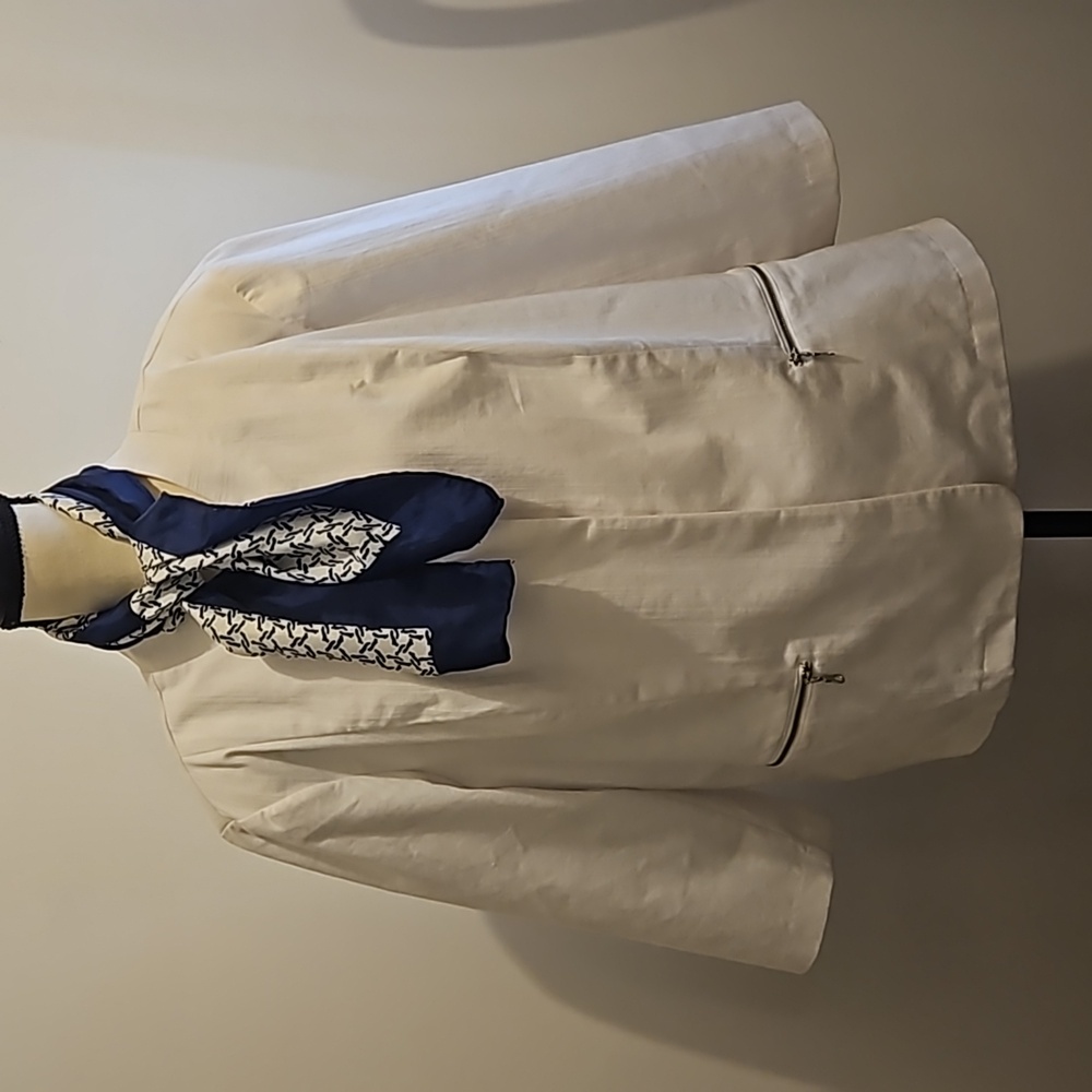 Roz & Ali White Open Textured Blazer With Padded Shoulders Size 3X #W-723